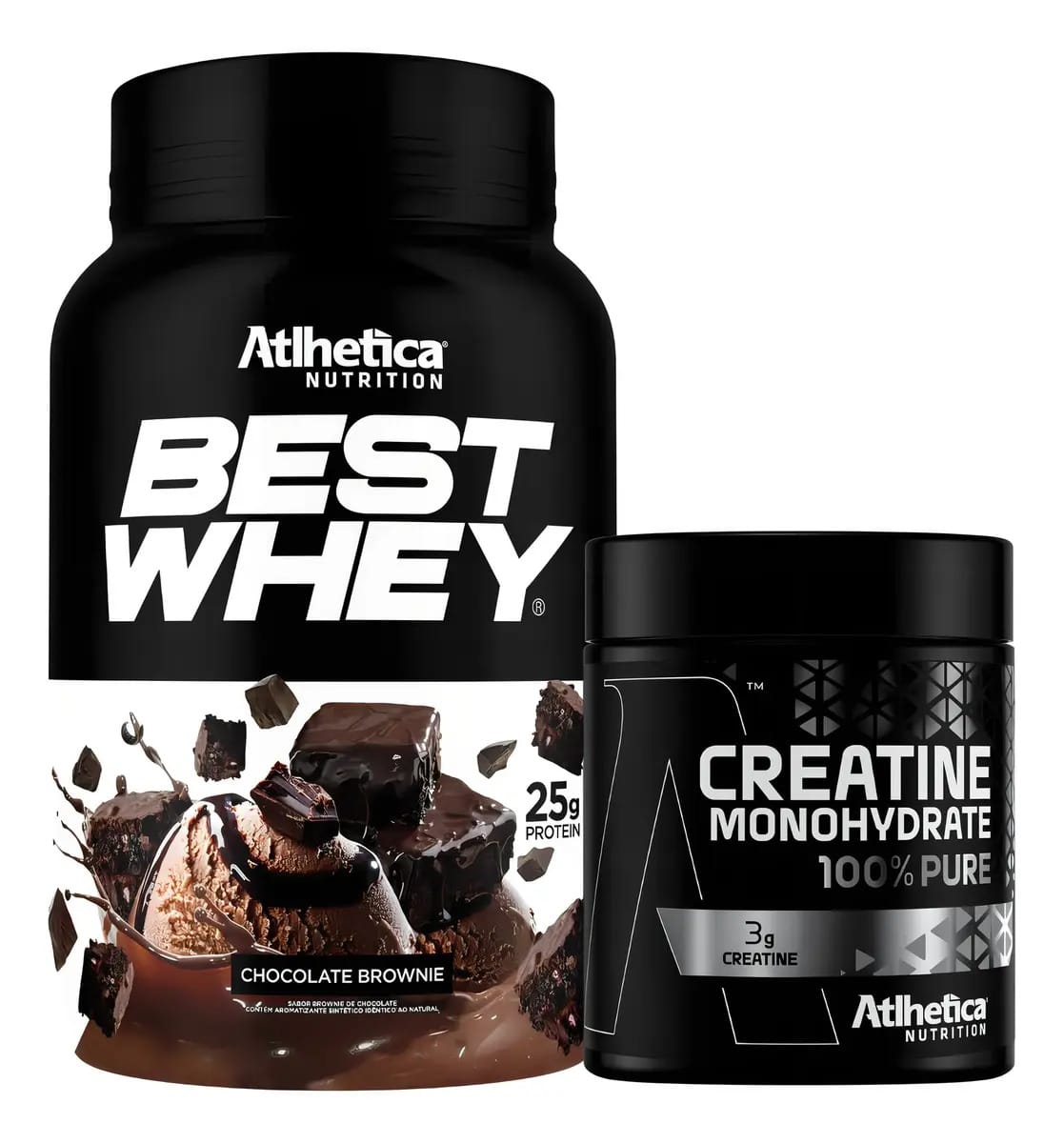 Combo Best Isolado Hidro Brownie 900g Creatina - Atlhetica Sabor Sem Sabor