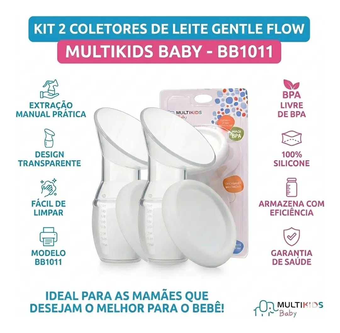 Kit 2 Coletores De Leite Materno Gentle Flow Multikids Baby - Bb1011