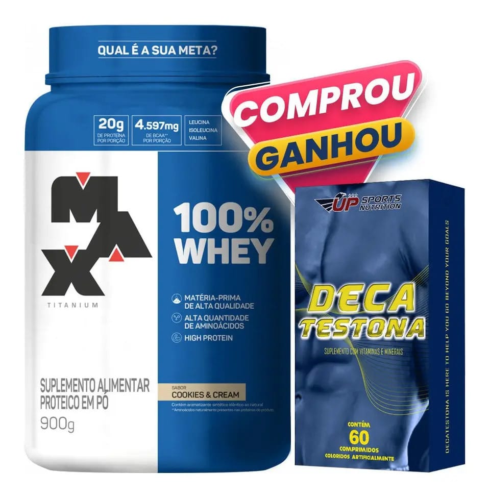 100% Whey Protein 900g Cookies Max Titanium + Deca Testona