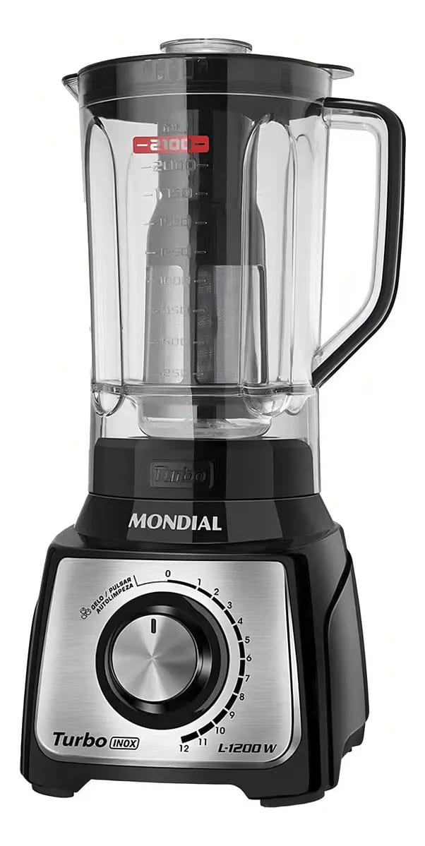 Liquidificador Portátil Mondial Turbo Inox L-1200 Preto Inox