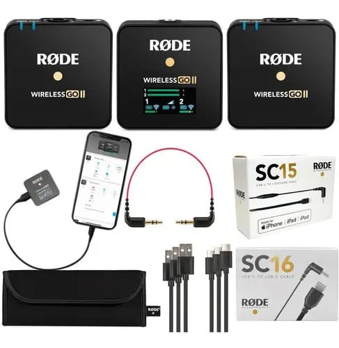 Microfone Duplo Rode Wireless Go Ii Com Cabo Sc16 Usb-c Cor Preto