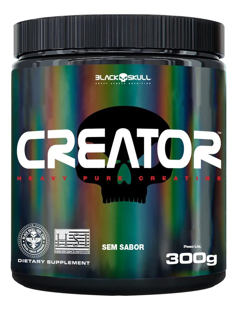 Creator - Creatina Monohidratada - 300g Black Skull Sabor Sem sabor