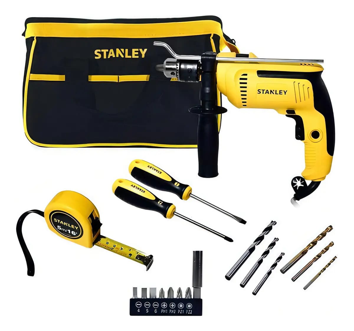 Furadeira de impacto Stanley SDH700 + 17 acessórios