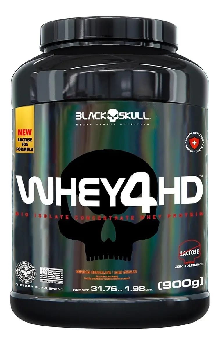 Whey 4hd (com Lactase) Black Skull - 900g Black Skull Sabor Chocolate