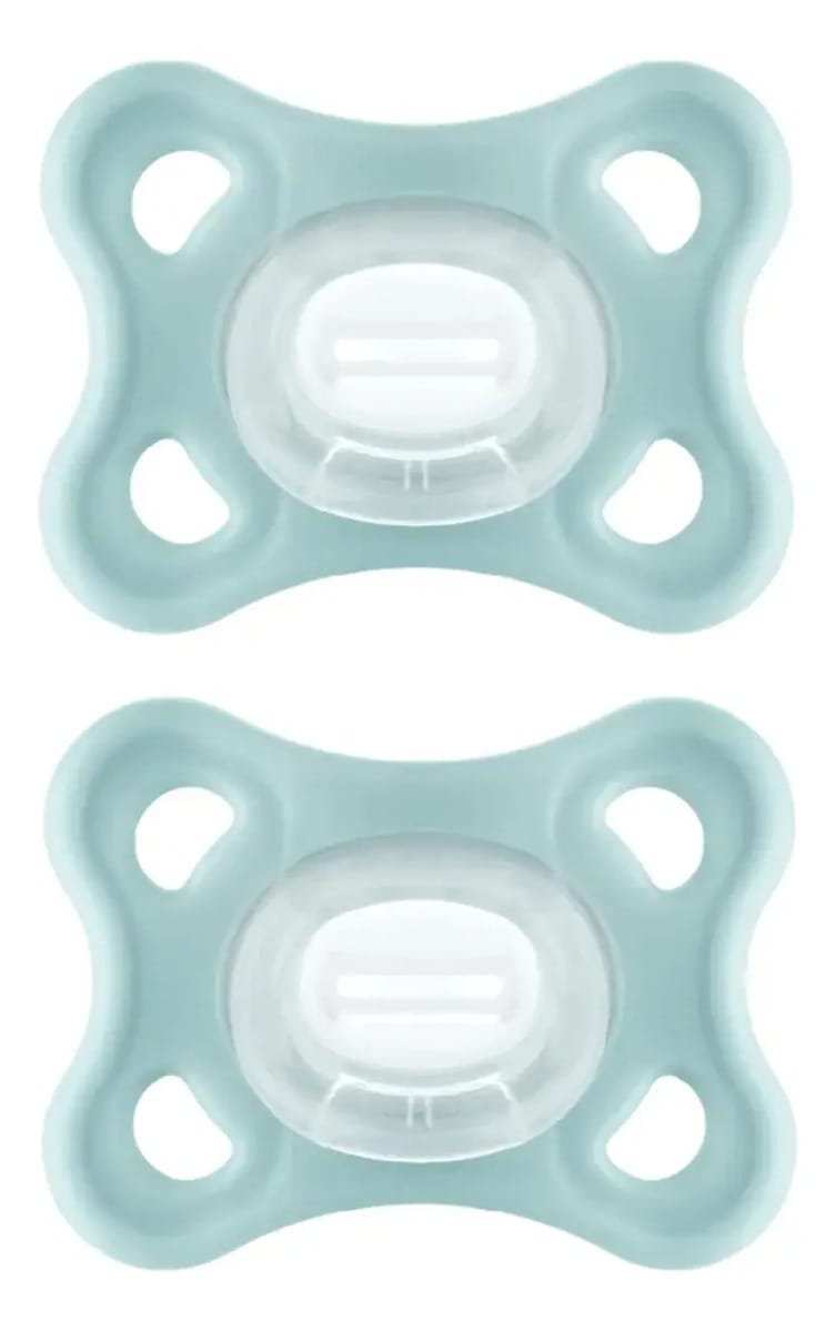 Chupeta de bico MAM Comfort CH10223 para bebés de 0-6 meses verde acinzentado - 2 unidades