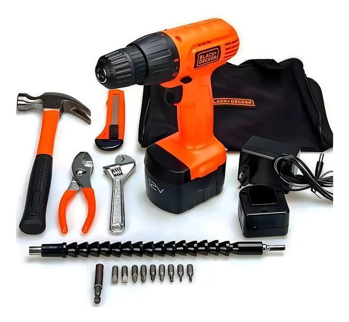 Parafusadeira Furadeira 12v A Bateria 15 Peças Black+decker
