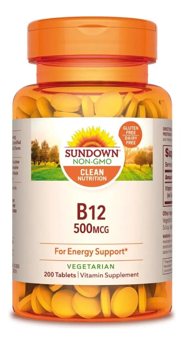 Suplemento em Sundown Naturals Vitaminas e Minerais B 12 500mcg Sundown Naturals vitamina B12 em pote 60 unidades