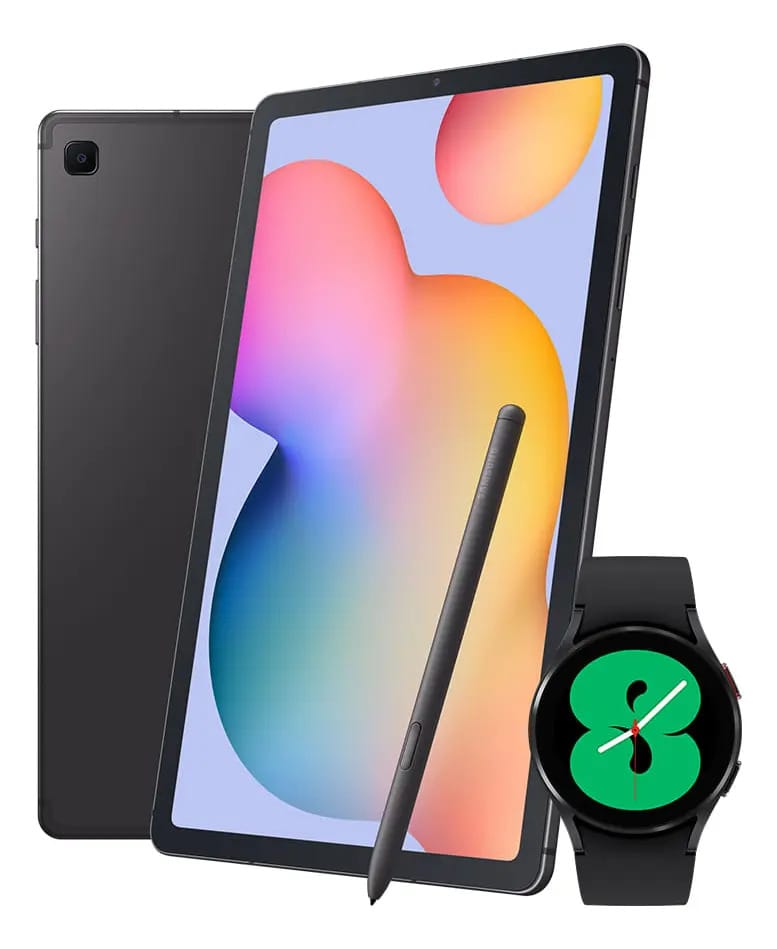 Galaxy Tab S6 Lite Cinza & Galaxy Watch4 Bt 40mm Preto