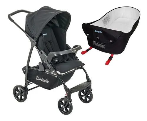 Carrinho De Bebê Burigotto Ecco Preto + Ninho Pramette