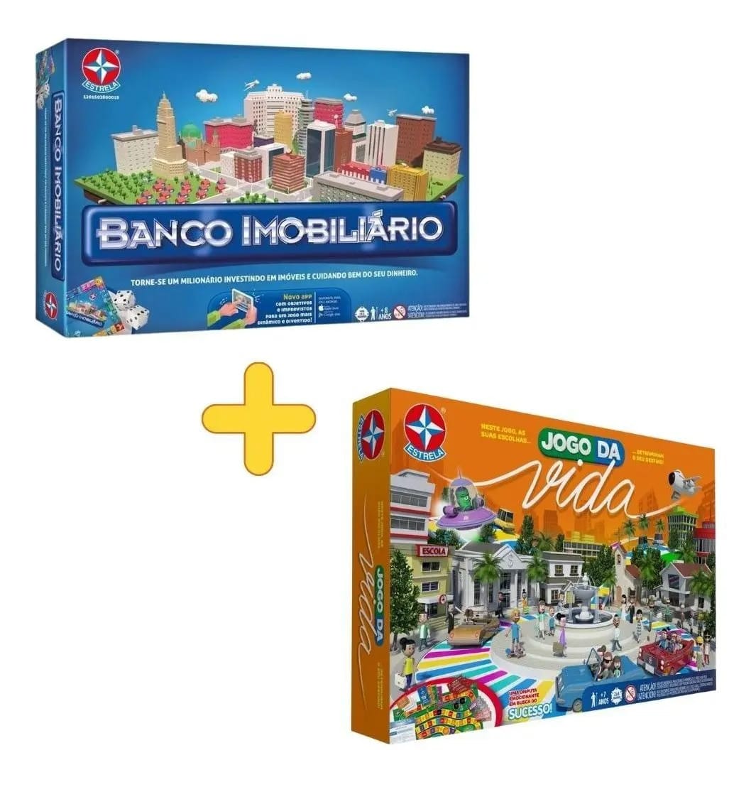 Kit Jogo Tabuleiro Banco Imobiliário + Jogo Da Vida Estrela