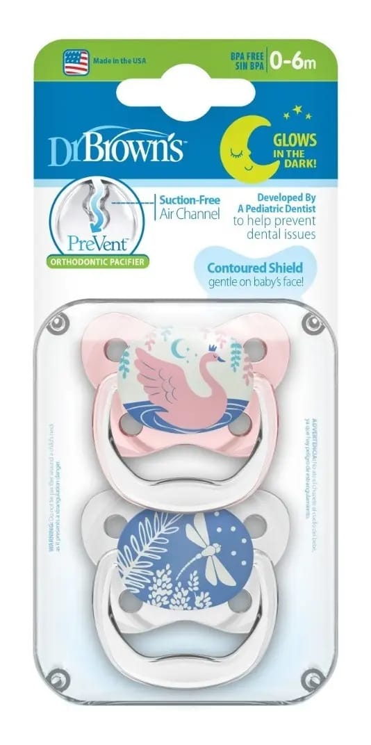 Chupeta Prevent Butterfly Night 0-6m 2un Dr. Browns Pink Girl Período de idade de 0 a 6 meses