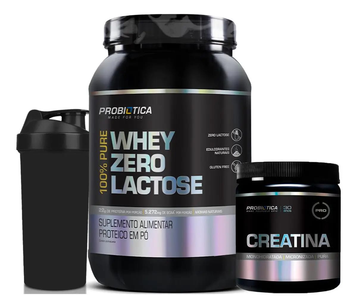 Kit 100% Pure Whey Zero Lactose + Creatina 300g - Probiótica