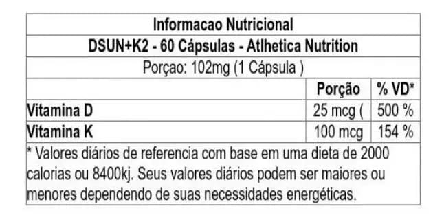 Dsun + K2 Vitamina D3 E K2 Cleanlab - Atlhetica Nutrition