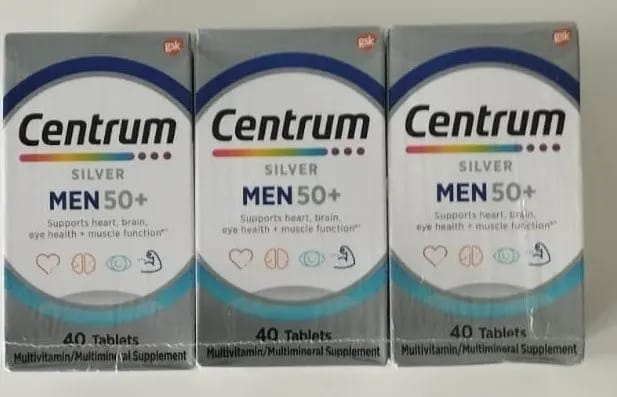 Centrum Silver Homem 50+ Men 120 Caps -kit 3 Potes De 40caps Sabor Sem Sabor