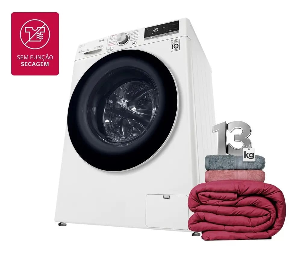 Lavadora Smart LG VC4 13kg Branco com Inteligência Artificial AIDD™ - FV5013WC4 -