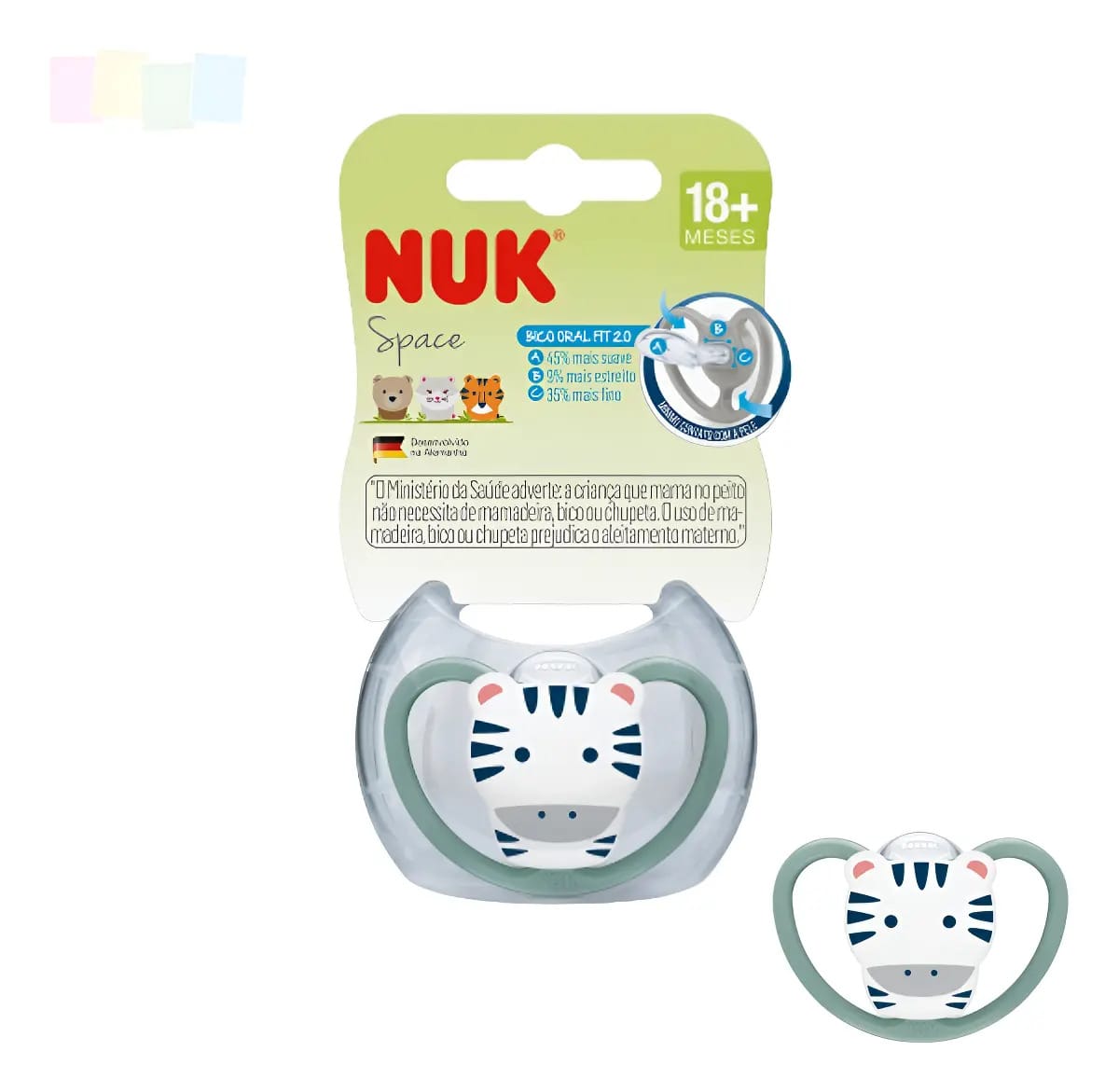 Chupeta Nuk Space Fase 3 Bico Oral Fit 2.0 +18 Meses Neutra Cor Verde