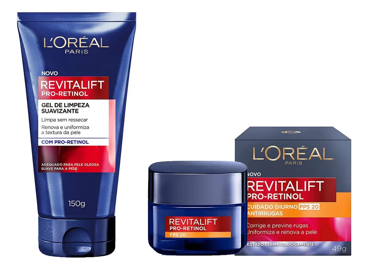 Kit Retinol Revitalift Loréal Paris Gel Limpeza + Dia Fps20