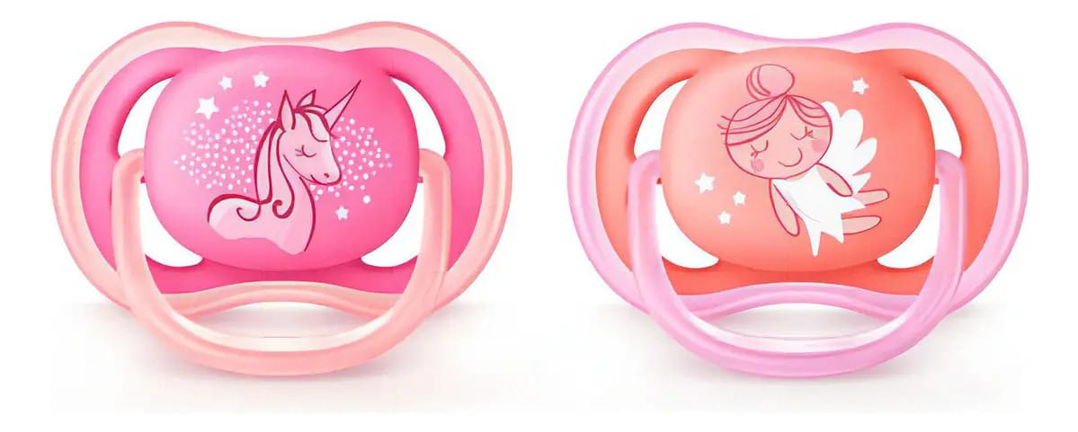 Pacote X2 Chupete Avent Ultra Air 6-18m Libre Bpa Color Azul