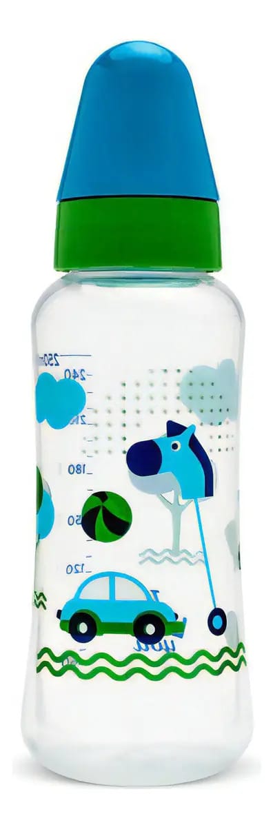 Mamadeira Infantil Bico Silicone 250ml Viva Nenny-lolly Azul