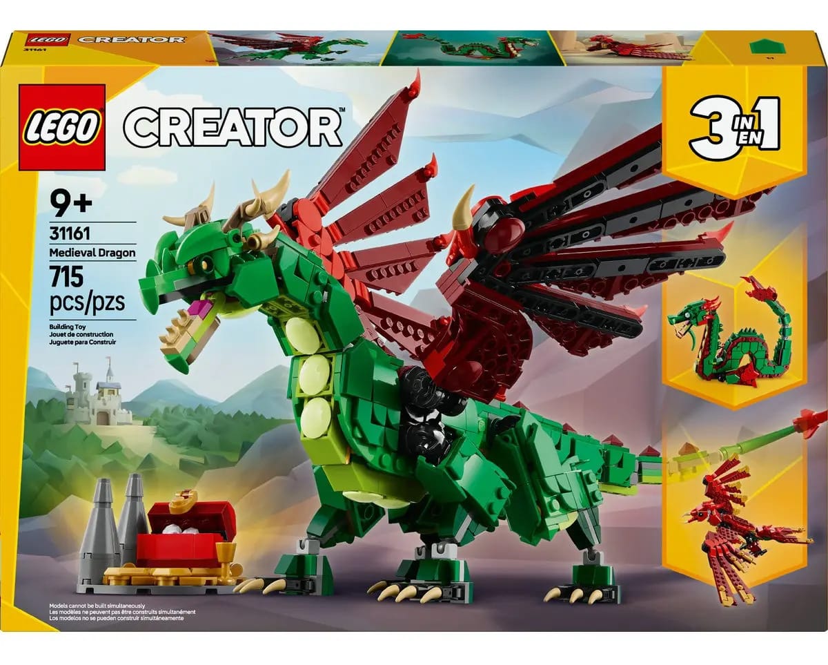 Bloco De Montar Dragão Medieval 3 Em 1 715 Peças Lego