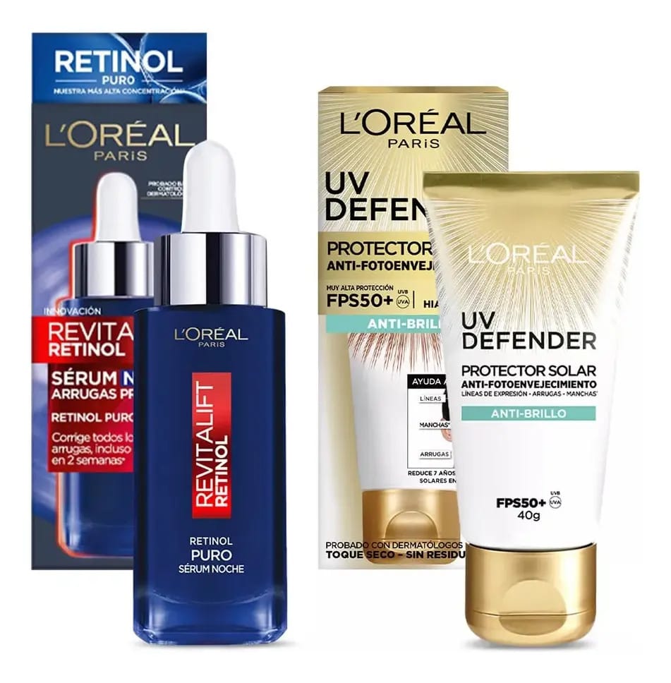 Revitalift Night Serum + Protetor solar UV Defender Loréal Tempo de aplicação Dia/Noite Tipo de pele Todos os tipos de pele