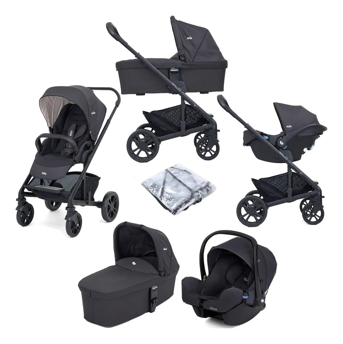Carrinho de passeio Joie Chrome Trio com chassi Moses Ember Color preto