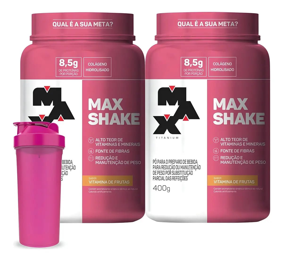Combo 2x Max Shake 400g - Max Titanium Sabor Vitamina De Frutas