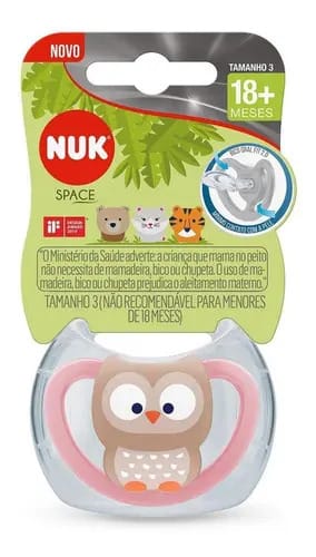 Chupeta Silicone Menina Nuk Space Rosa Tamanho 3 18+ Meses