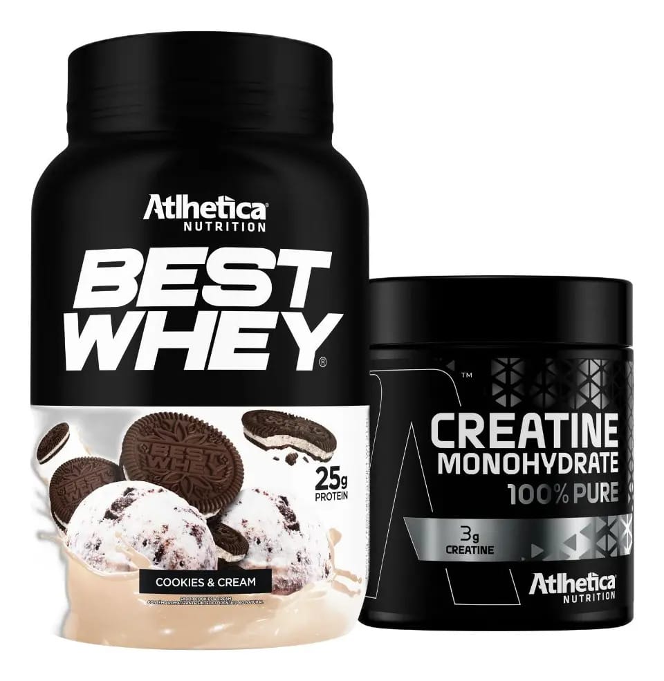 Best Whey Isolado Hidro Cookies 900g Creatina Atlhetica Sabor Sem Sabor