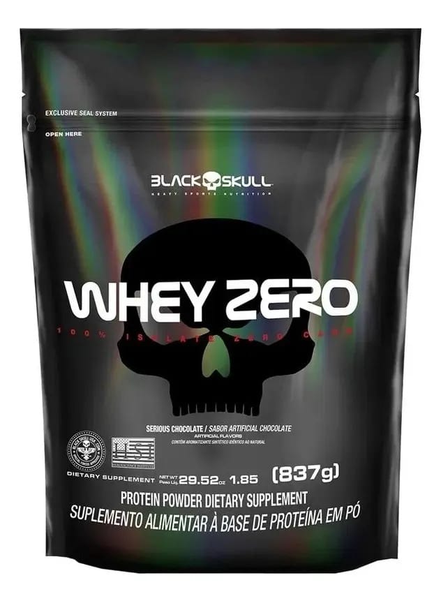 Whey Zero Sabor Chocolate Refil 837g Black Skull