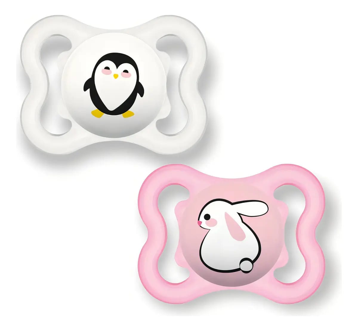 Chupeta Mam Supreme Tamanho 1 Engraçada Embalagem Dupla Mam Cor Neutra Pinguim/Rosa Coelho