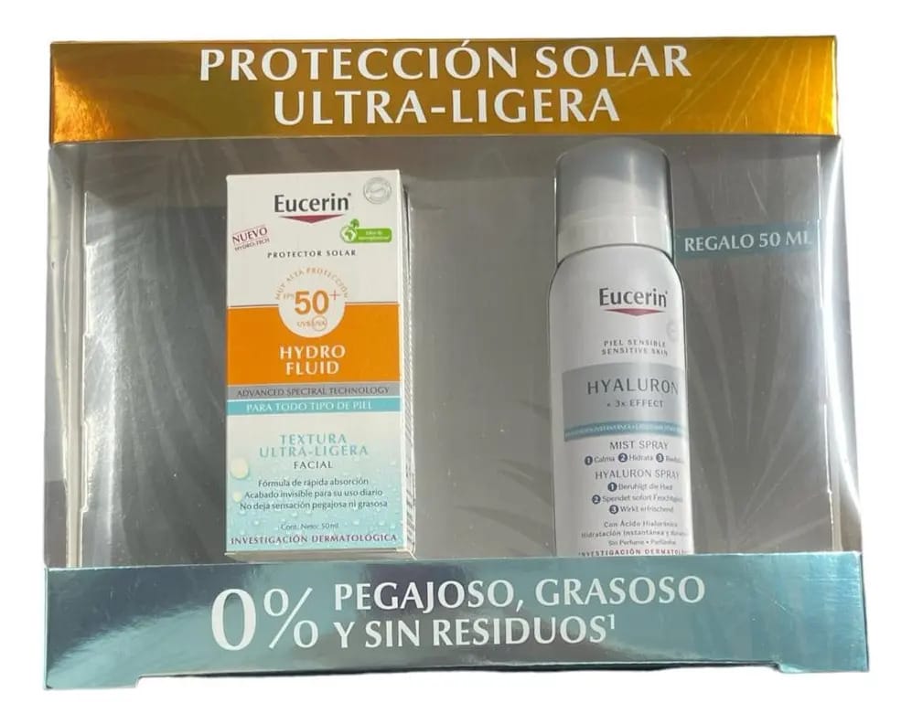 Kit de proteção solar Eucerin Hydro Fluid 50ml + Hyaluron 50ml Dia normal