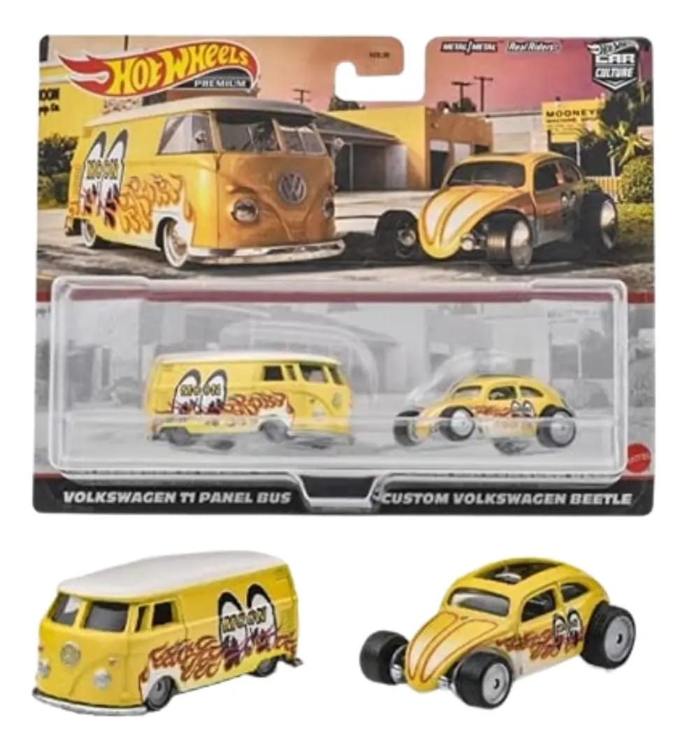 Hot Wheels Car Culture Mooneyes T1 Panel Bus & Custom Beetle