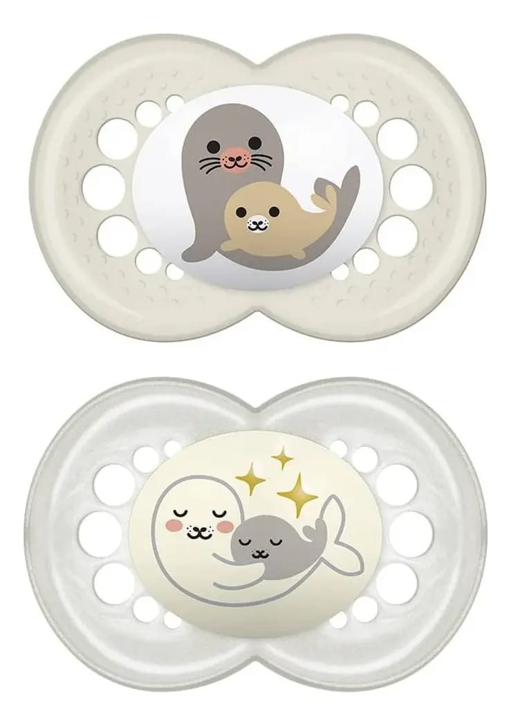 Kit 2 chupetas original Night & Day +16 meses neutra MAM