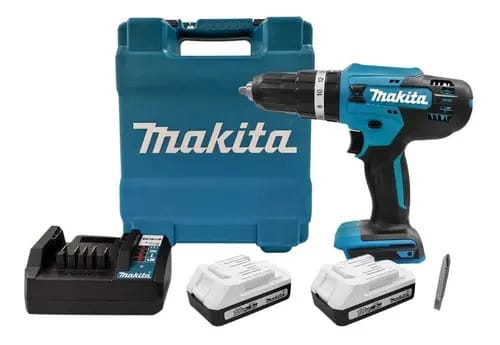 Martelo rotativo Makita HP488d de 1/2 polegada e carregador de bateria turquesa