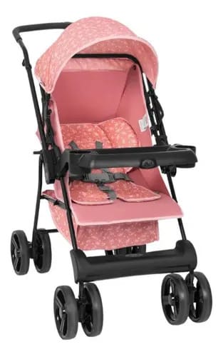 Carrinho Solare Rosa Com Bebê Conforto E Base - Tutti Baby