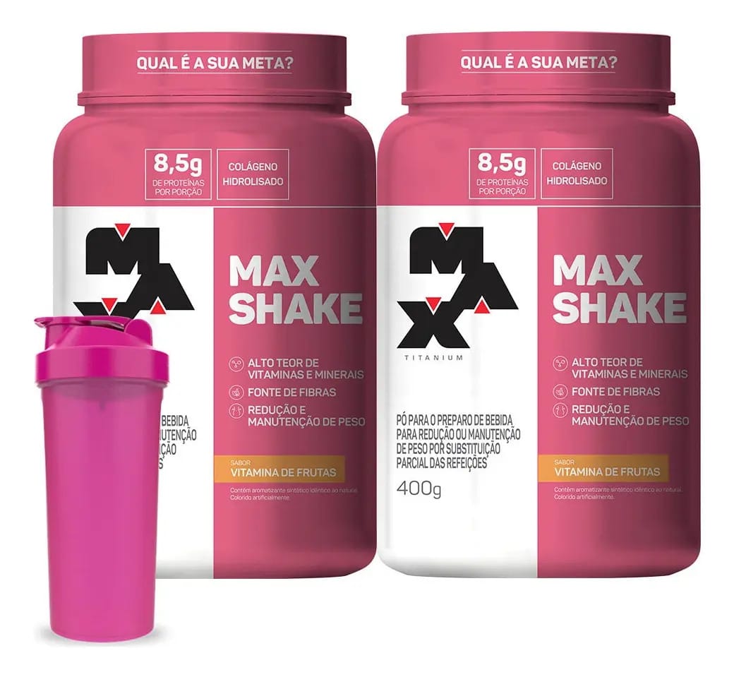 Combo 2x Max Shake 400g Cada - Max Titanium Sabor Vitamina De Frutas