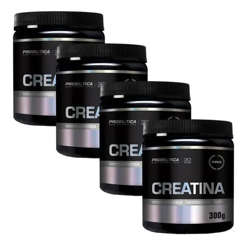 Kit 4x Creatina Monohidratada Micronizada 300g Probiótica Sabor Natural