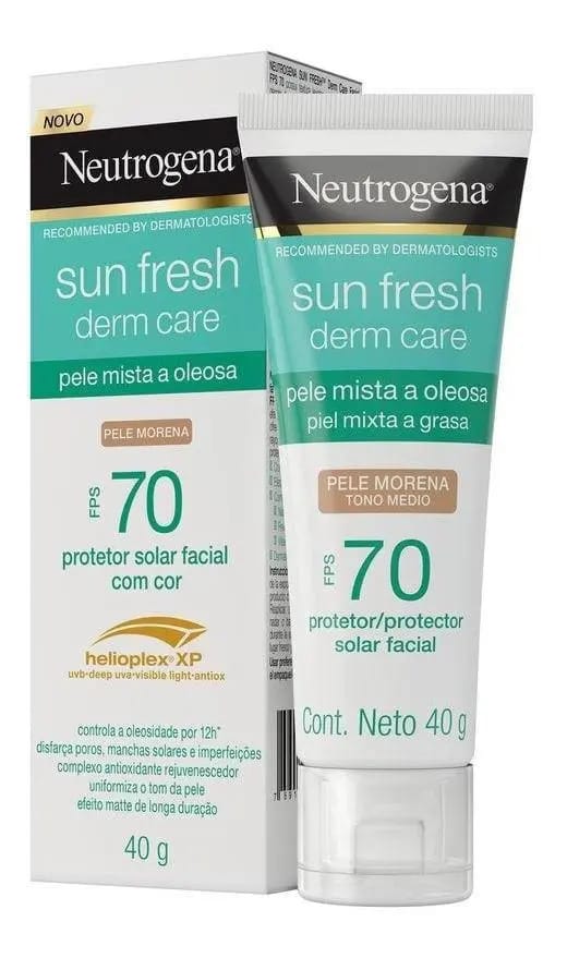 Protetor Solar Facial Pele Morena FPS 70 Neutrogena Sun Fresh Derm Care Bisnaga 40g