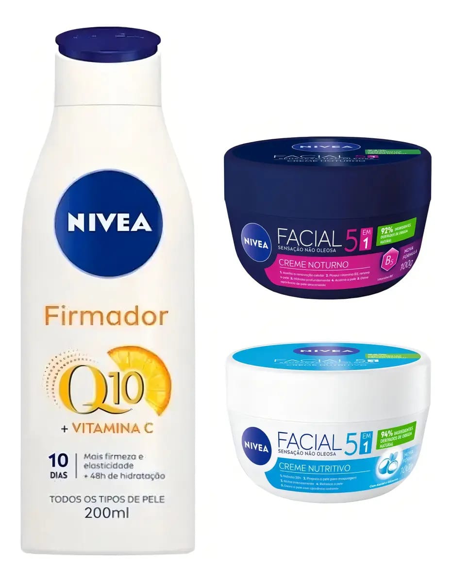 Kit Nivea Q10 Firmador com Vitamina C e Cremes Facial Nutritivo e Noturno