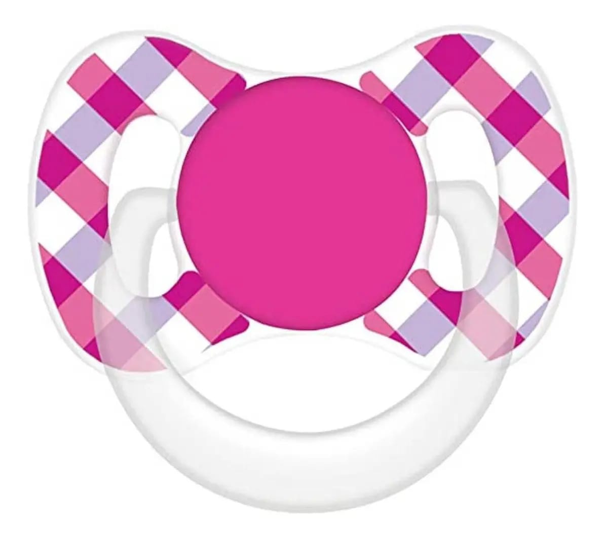 Chupeta de bico silicone Lillo Funny Xadrez branco/rosa - 1 unidade