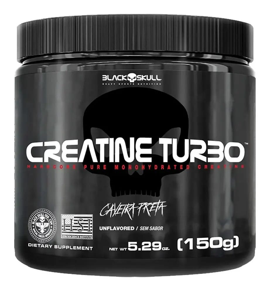 Creatina Black Skull Caveira Preta Turbo Monohidratada 150g Sem Sabor
