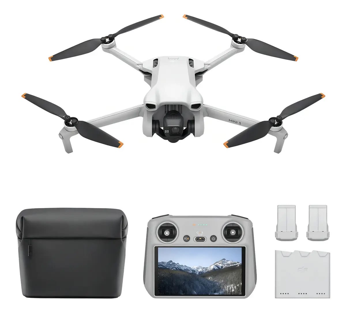 Mini drone DJI DJI Mini 3 RC com dual câmera 4K cinza 5.8GHz 3 baterias
