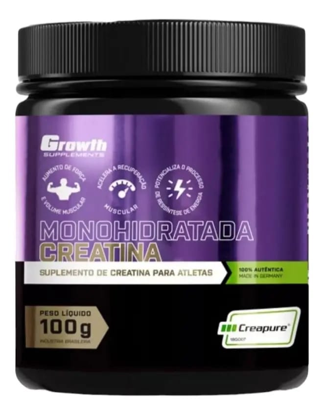 Creatina Monohidratada Growth Suplementos 100g Sem Sabor