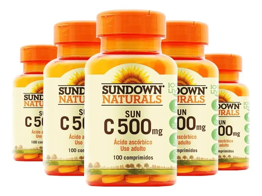 Kit 5 Vitamina C 500mg - Sundown - 100 Tablets Sabor Sem Sabor
