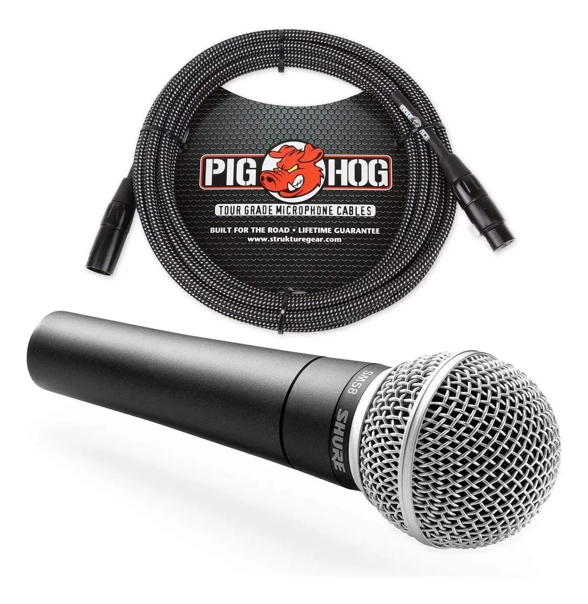 Microfone vocal cardióide Shure Sm58 e cabo de microfone