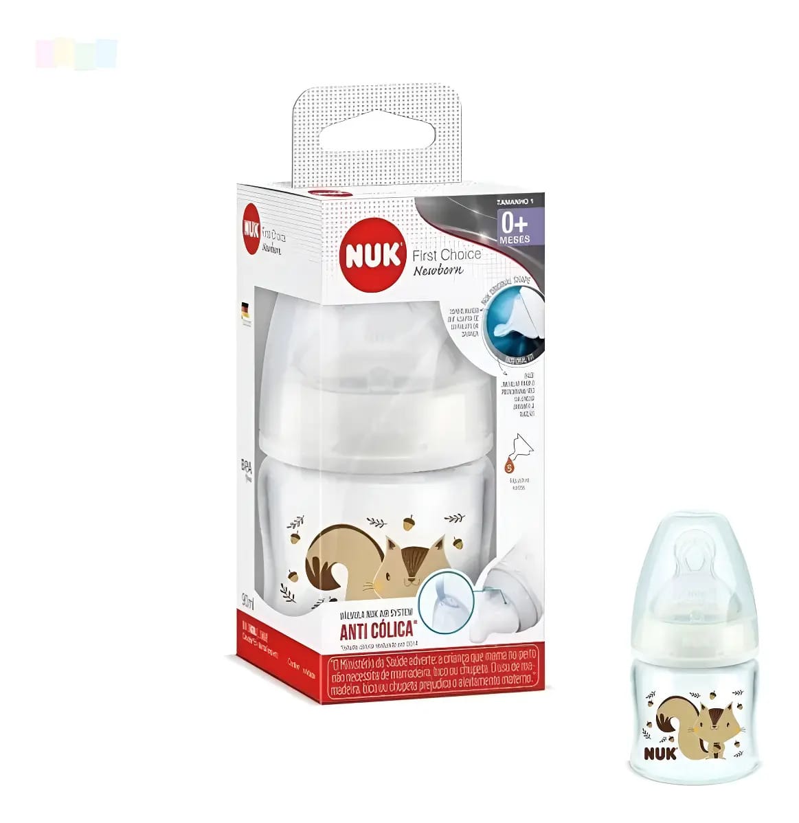 Mamadeira Nuk First Choice Air System 90ml Newborn Fase 1 Cor Branco