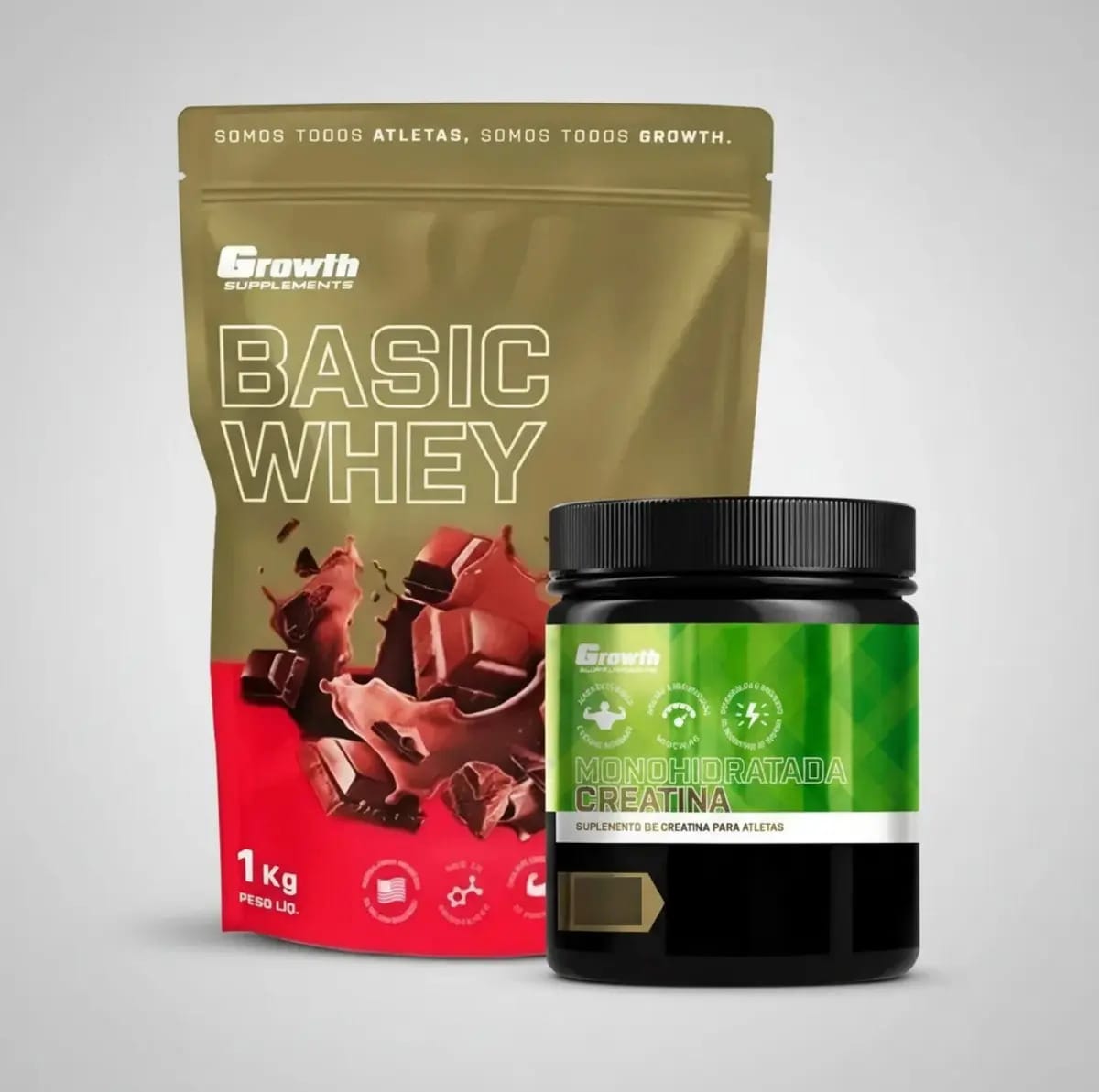 Whey Protein Growth Basic Chocolate 1kg Creatina Monohidratada 250g