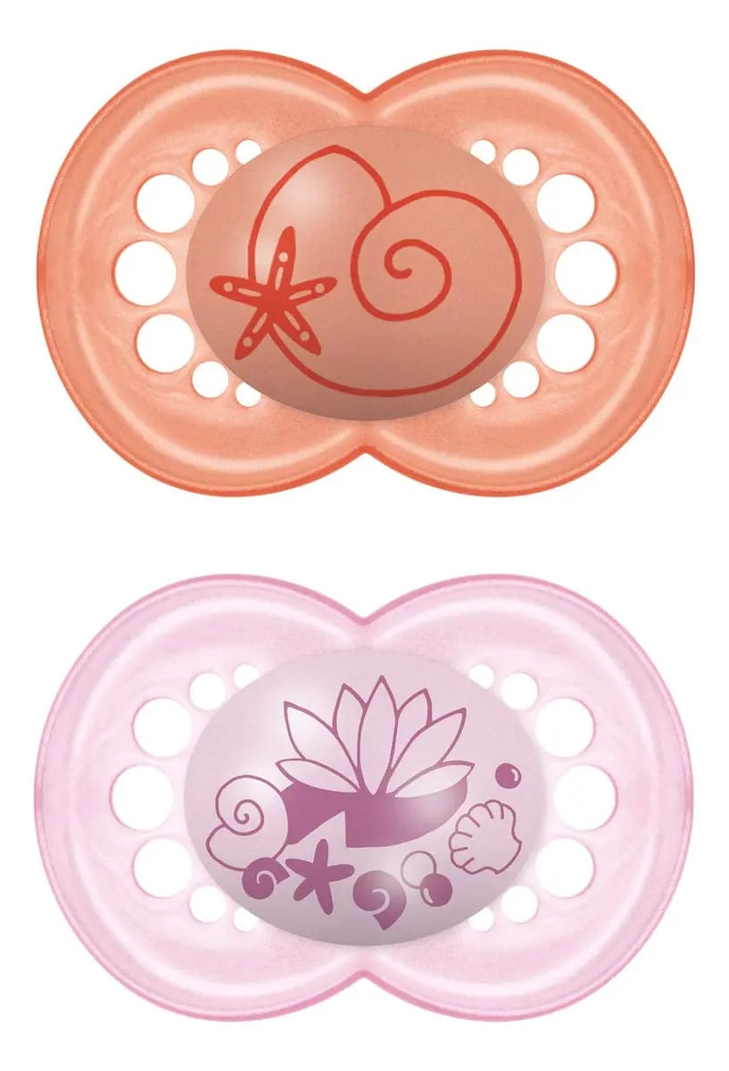 Chupetas Mam, Chupeta Para Bebê De Mais De 6 Meses, A Melhor Chupeta Para Bebês Amamentados, Coleção De Design Pérola, Menina, 2 Unidades