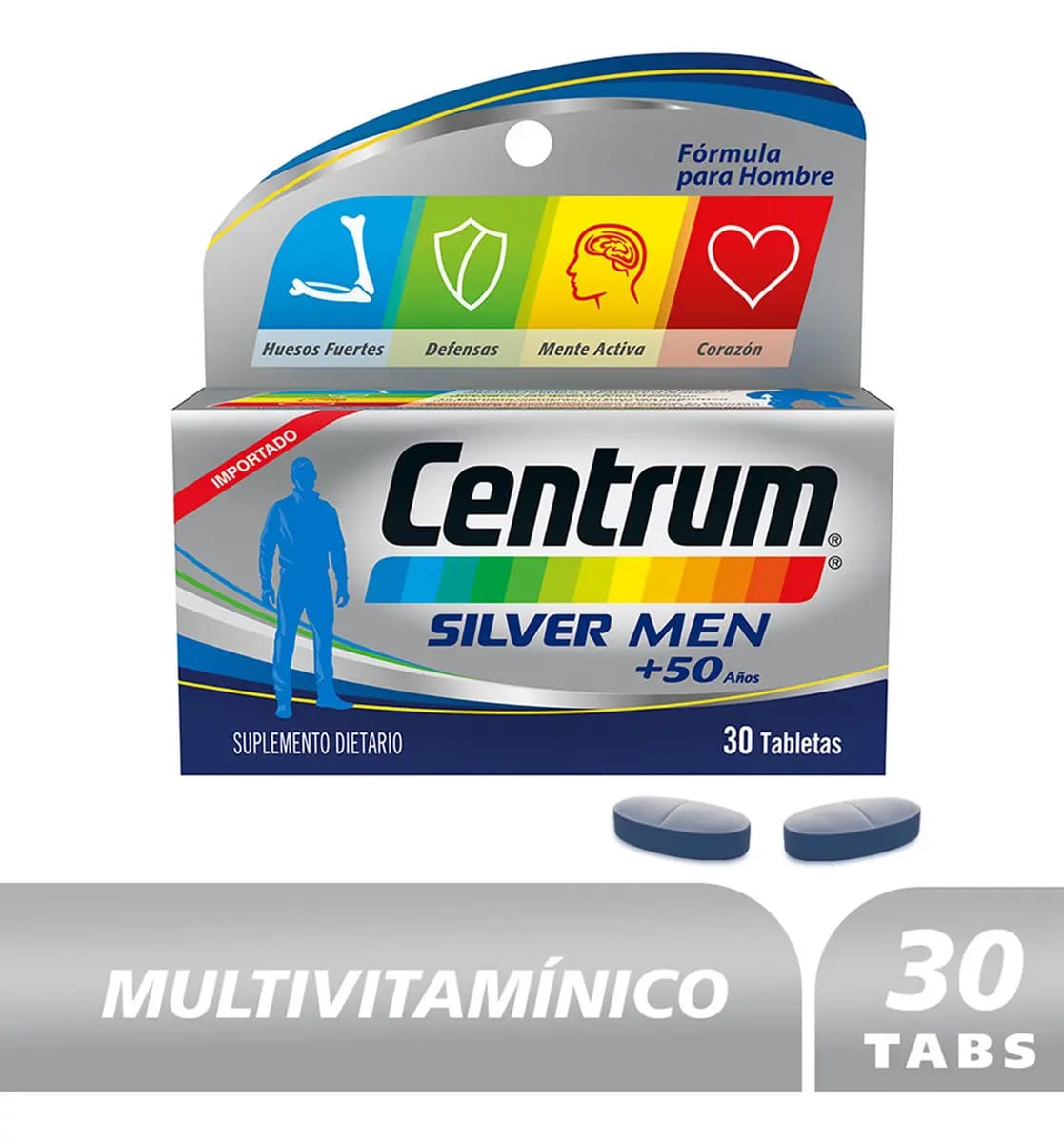 Suplemento de comprimidos Centrum Men+ 50 x 80g